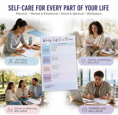 4 Pack Self Care Weekly Tracker Notepads (2 Blank + 2 Guided), 6 ''x 9''