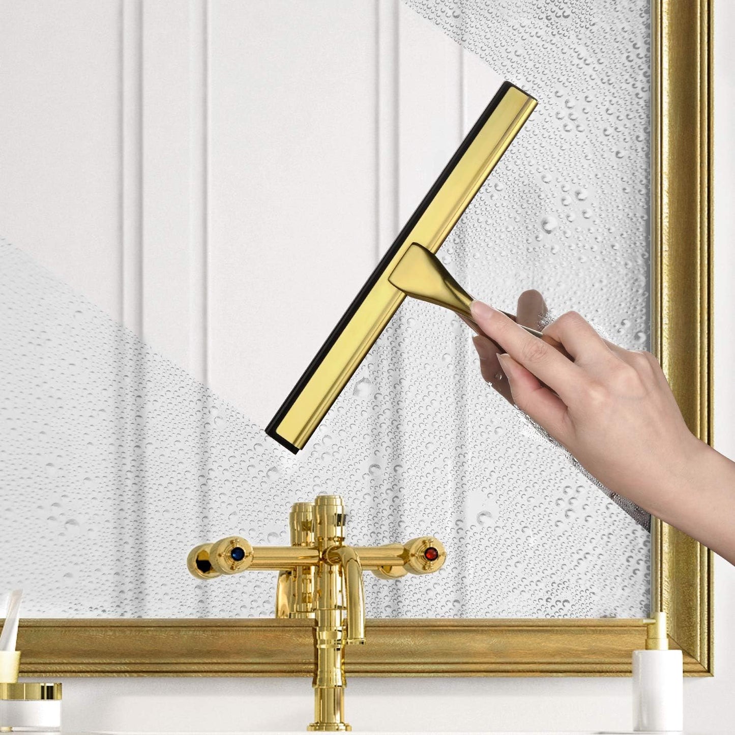 Hiware All-Purpose Shower Squeegee for Shower Doors, Bathroom, Window and Car Glass - Stainless Steel, 10 Inches