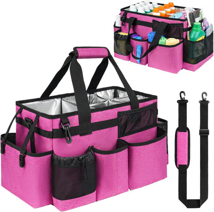 Cleaning Caddy Bag, Extra Large Cleaning Supply Bag for Housekeepers,Black | Sturdy Cleaning Caddy Organizer for Cleaning Supplies with Handle and Adjustable Shouder Strap, Easy to Clean Design