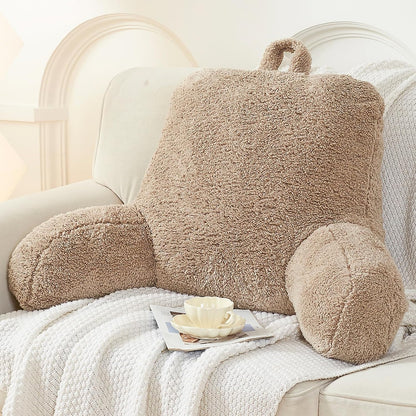 StarAneer Reading Pillow for Sitting in Bed Adult,Back for Bed Sitting Up, Pillow,Backrest Back Support Chair Pillow, College Dorm Essentials for Girls and Boys, Velvet Beige L