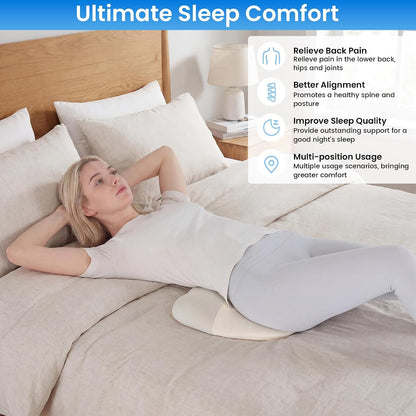 BALAPET Memory Foam Lumbar Pillow for Bed, Ergonomic Lower Back Support Pillow for Sleeping, Waist & Hip Support Cushion for Side and Back Sleepers, Back Pain Relief with Washable Cover
