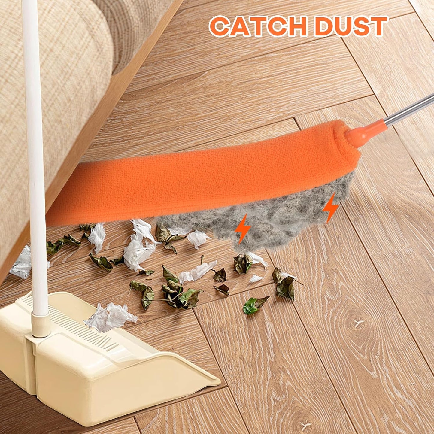 Retractable Gap Dust Cleaner Brush with Long Handle 30 to 100 inches, Cleaning Tools with 2 Microfiber Dusting Cloths, Extendable Duster for Cleaning Under Refrigerator Sofa Couch Bed Furniture