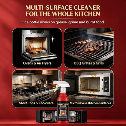 Oven & Grill Cleaner Spray Heavy Duty Super Concentrated Degreaser, No Scrub Formula for Burnt Grease, Air Fryer, BBQ Grates, Stove, Microwave & Kitchen Cookware, Deep Cleaning Solution, 3.38oz/100ML