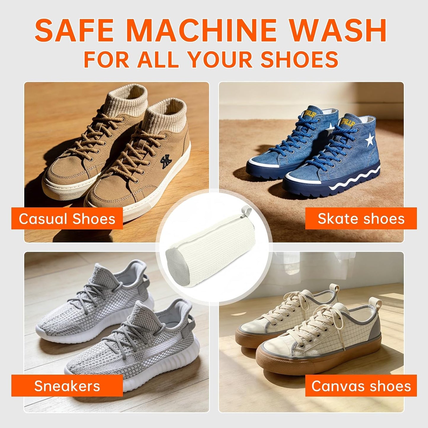1PCS Blue Shoe Washing Machine Bags for All Shoe Types | Deep Cleaning,Reusable and Durable,Safeguarding Shoes from Scuffs and Deformation,Tear-Resistant Chenille Fabric