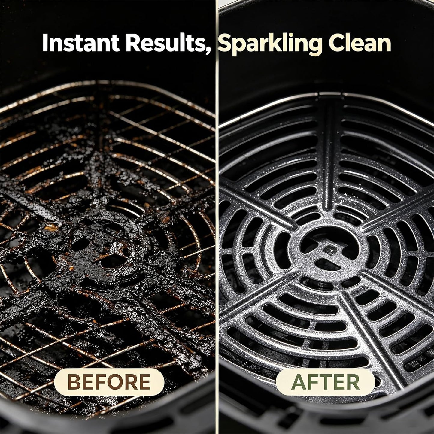 2-in-1 Air Fryer Cleaner Spray, Heavy Duty Oil Remover and Degreaser (2) | Safe for non-stick baskets, racks, and trays. Instantly dissolves tough baked-on grease with a non-scratch formula.