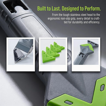 5-in-1 Caulking Tool Kit, Stainless Steel Caulk Remover & Silicone Sealant Finishing Tool with 5 Replaceable Radius Pads, Grout Removal & Scraper Tool for Bathroom, Kitchen, Tile, Window, Sink