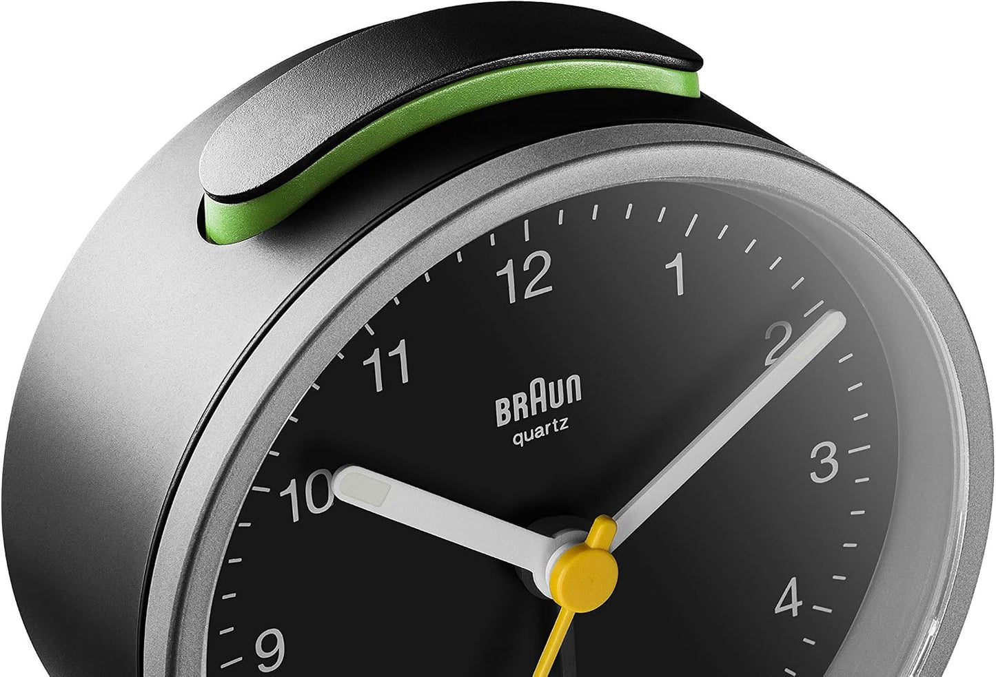 Braun Classic Analogue Alarm Clock with Snooze and Light, Quiet Quartz Movement, Crescendo Beep Alarm in White, Model BC12W.