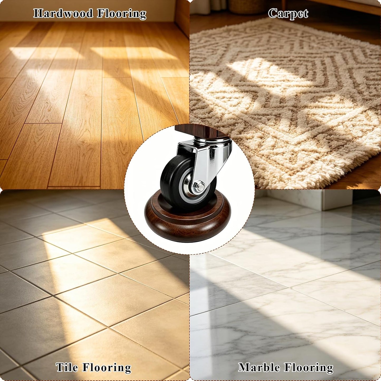 4 Pcs Solid Wood Upright Piano Caster Cups,Furniture Caster Cups,HilerPunk Sofas Beds Chairs Wheel Caster Cups Pads,with Non-Slip & Anti-Noise Felt Pads,for Hardwood Floor Protectors-Natural Wood