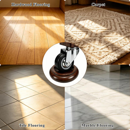 4 Pcs Solid Wood Upright Piano Caster Cups,Furniture Caster Cups,HilerPunk Sofas Beds Chairs Wheel Caster Cups Pads,with Non-Slip & Anti-Noise Felt Pads,for Hardwood Floor Protectors-Natural Wood