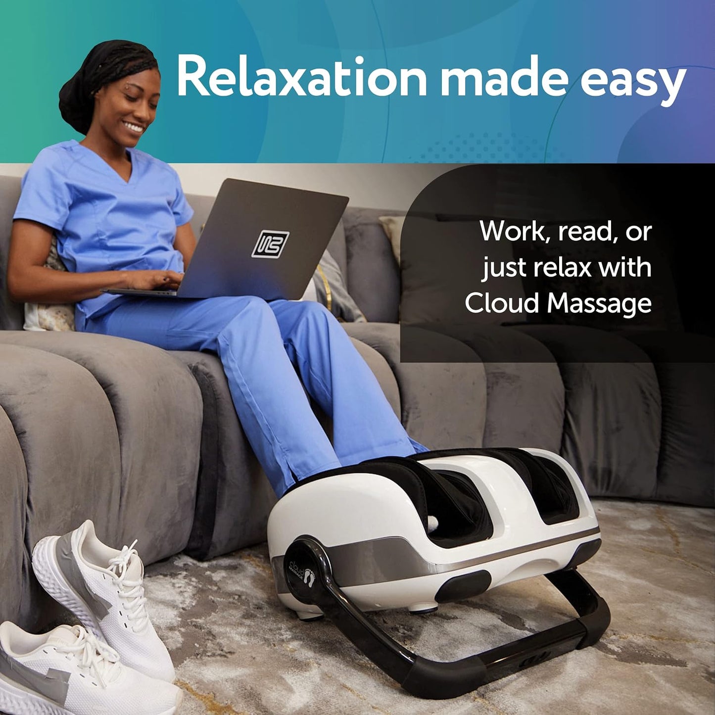 Shiatsu Foot Massager with Heat, Standard Size, White | Deep Kneading & Compression, Adjustable Intensity, Multi-Mode Leg and Foot Massager with Remote Control, Anti-Slip Base