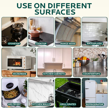 Degreaser Cleaner Heavy Duty Spray: Foaming Kitchen Spray for Cookware | Cuts Through Baked-On Grease on Ovens Stove Tops Grills - Clean Up Kitchen Oil Stains Spray for Multi-Surface Countertop
