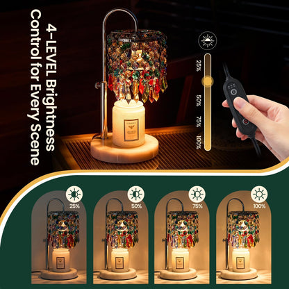 Candle Warmer Lamp with Timer Dimmer，2H/4H/8H Timer , Lamp Candle Warmer with Marble Base for Adjustable Height, Crystal Wax Melt Warmer for Jar Candles, House Warming Decor Gifts Mothers Day Gifts