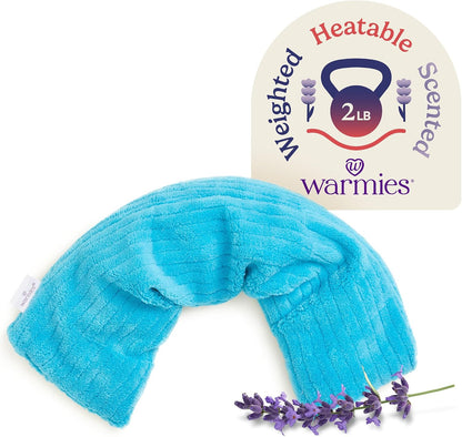 warmies Hot-Pak Microwavable Neck Wrap - Soothing Warm Compress with Scented Lavender - Cooling Neck Warmer for Relaxation - Microwave Heating Pad for Aches & Pains - Gray, Soft Cord, Pack of 1
