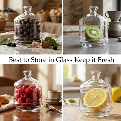 Multipurpose Glass Mini Container with Lid, Avocado, Onion, Tomato, Lemon Keeper/Saver/Holder - Pepper and Salt Cellar with Lid, Home, Kitchen&Bathroom Organizer (1 PCS)