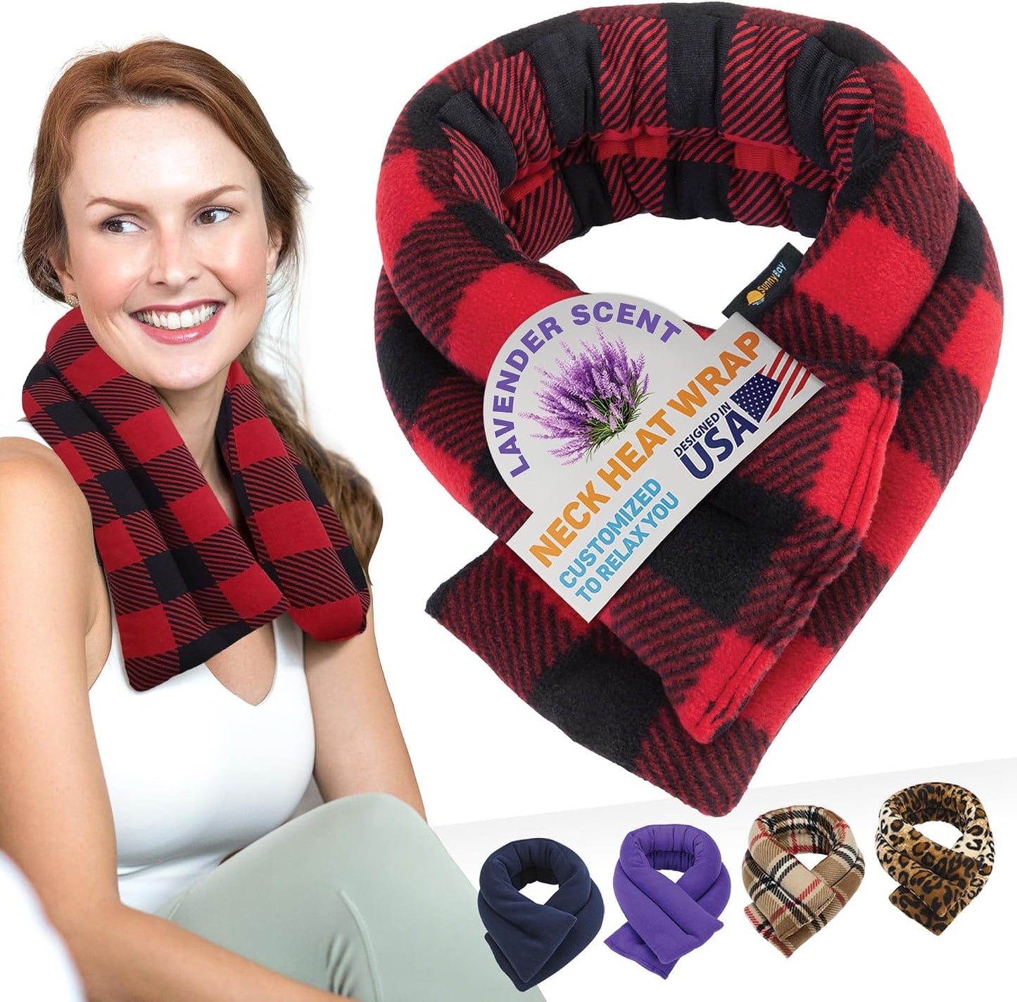 SunnyBay Microwavable Heating Pad for Neck and Shoulder, Heated Neck Wrap, Microwave Heat Pad, Weighted Beanbag Moist Hot or Cold Compress, 2.2 lbs, 26x4 Inches, Buffalo