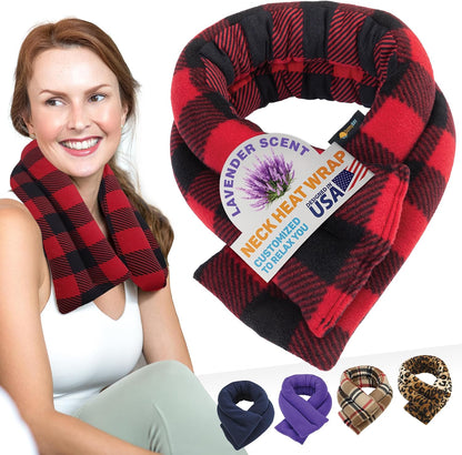 SunnyBay Microwavable Heating Pad for Neck and Shoulder, Heated Neck Wrap, Microwave Heat Pad, Weighted Beanbag Moist Hot or Cold Compress, 2.2 lbs, 26x4 Inches, Buffalo