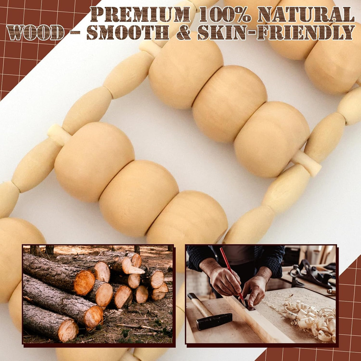 Wood Therapy Massage Tools, Wooden Back Roller Rope Maderoterapia Kit