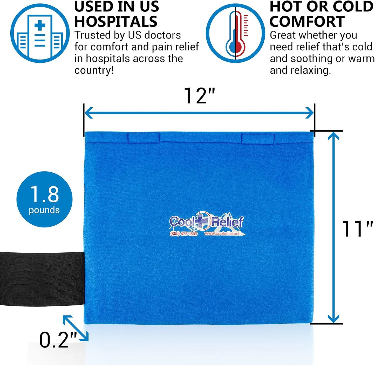 CoolRelief FlexGel - Versatile Gel Ice Pack Wrap for Knee, Shoulder, and Hip - Medical Grade Reusable - Advanced Cold Therapy (11" x 12" - Single Pack)