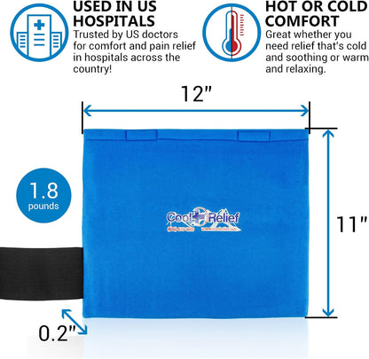 CoolRelief FlexGel - Versatile Gel Ice Pack Wrap for Knee, Shoulder, and Hip - Medical Grade Reusable - Advanced Cold Therapy (11" x 12" - Single Pack)