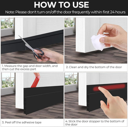 Ohuhu Door Draft Stopper, 1" Wide Adhesive Weather Stripping Seal, 39" | self-adhesive silicone, for interior exterior doors, 3-layer soundproof, save energy, blocks drafts, noise, light, dust, bugs