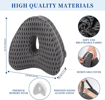 Knee Pillow for Side Sleepers - Sciatica, Hip & Back Pain Relief Pillow with Adjustable Strap, Memory Foam Leg Pillow for Side Sleeping, Spine Alignment Support for Pregnancy, Post-Surgery (Sky Blue)