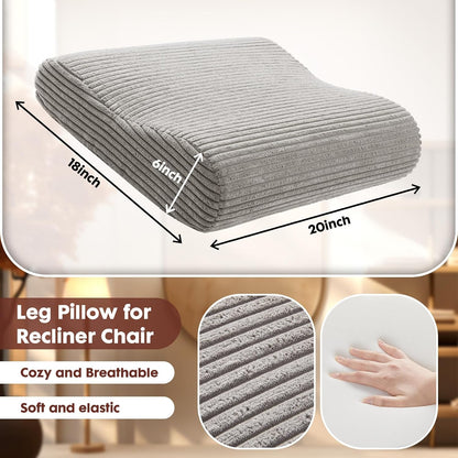 B Shape Corduroy Recliner Foot Pillow, Foam Extra Large Foot Rest Cushion with Adjustable Straps, Suitable for Bed Chair Sofa Headrest Back Lumbar Leg Support Pillow (Light Brown)