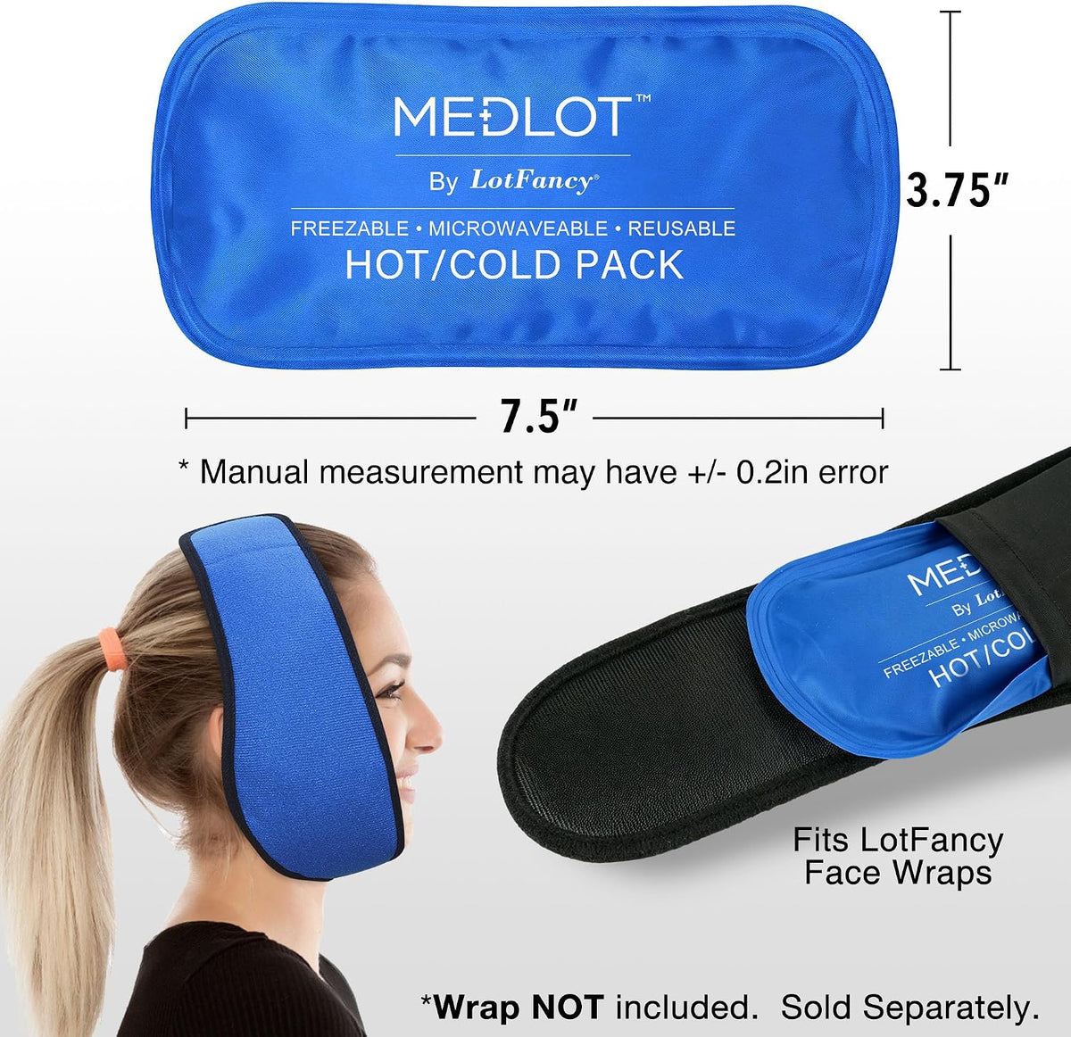 LotFancy Gel Ice Packs, 2pc Reusable Hot Cold Pack for Therapy, Heating Cooling Gel Pad, Pain Relief for Face, Head, TMJ, Wisdom Teeth, Oral Facial Surgery, Sport Injuries, Migraine, Muscle Joint