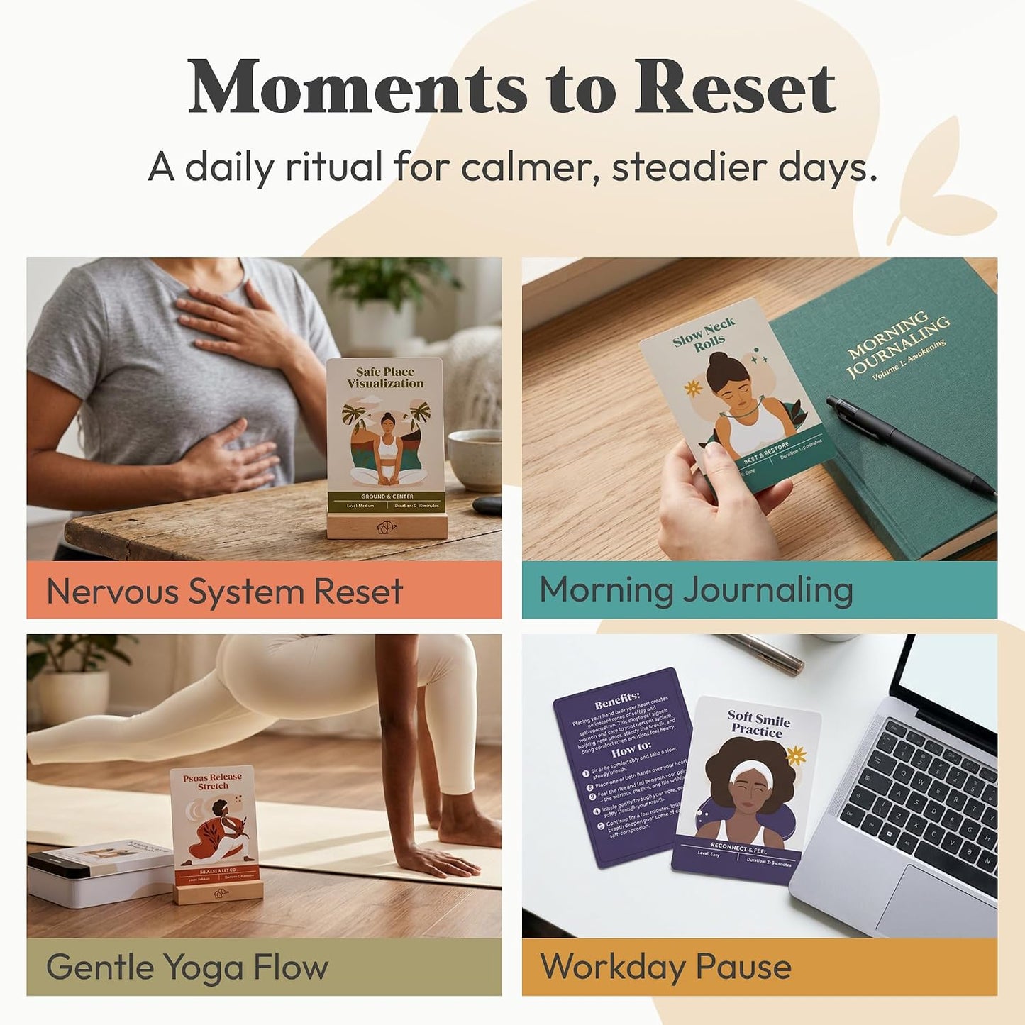 Somatic Therapy & Polyvagal Card Deck for Nervous System Reset - 48 Vagus Nerve Regulation Exercises, Breathwork, Yoga, & Mindfulness Cards - Stress Relief Therapy Tools & Coping Skills Deck