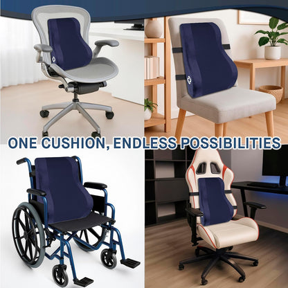 Samsonite Ergonomic Lumbar Support Pillow for Office Chair and Car Seat - Memory Foam Back Support Lumbar Pillow, Premium Cushion Chair Support for Lower Back Pain Relief and Versatile Use (Navy)