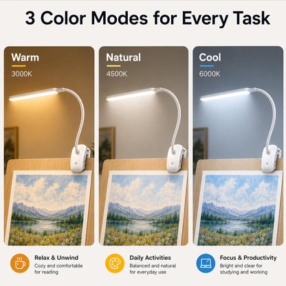 Rechargeable Easel Light for Painting, 45cm LED Lamp Bar | Artist Lighting for Canvas Work, 3 Color Modes, 3200mAh Clip On Desk Lamp, Flexible Gooseneck, Sturdy Clamp