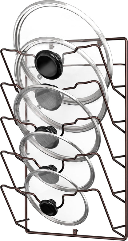 Simple Houseware Wall Door Mounted Pot Lid Rack Organizer, Chrome Finish | 9.5" W x 4.5" D x 17.2" H Shelf