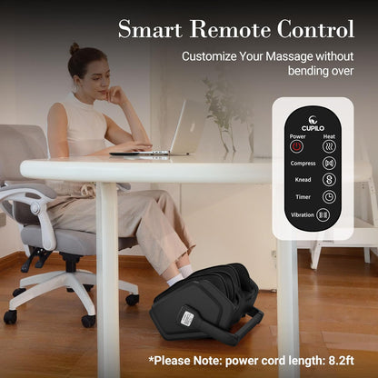 Shiatsu Foot Calf Massager with Heat & Remote, FSA Eligible HSA | 6-Level Compression, 3 Modes Kneading for Neuropathy Plantar Fasciitis, 360° Adjustable Bar for Feet Ankles Calves, Size 14