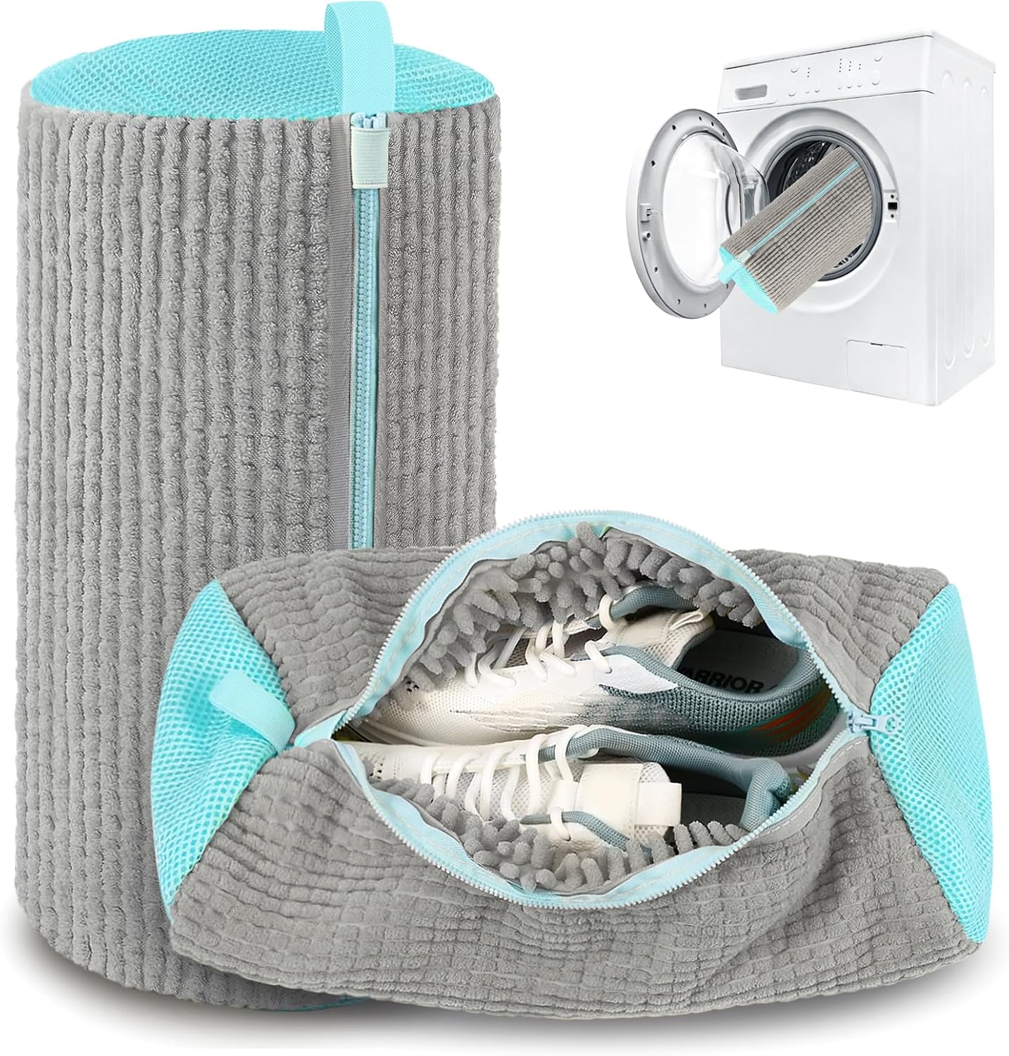 2 Pack Shoe Washing Machine Bag, Laundry Shoe Bag for Washer and Dryer, Reusable Shoe Cleaning Bag for Sneakers and All Shoes Types with Self-Locking Zipper (Yellow)