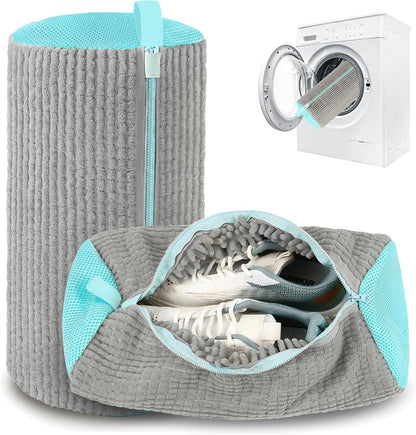 2 Pack Shoe Washing Machine Bag, Laundry Shoe Bag for Washer and Dryer, Reusable Shoe Cleaning Bag for Sneakers and All Shoes Types with Self-Locking Zipper (Yellow)
