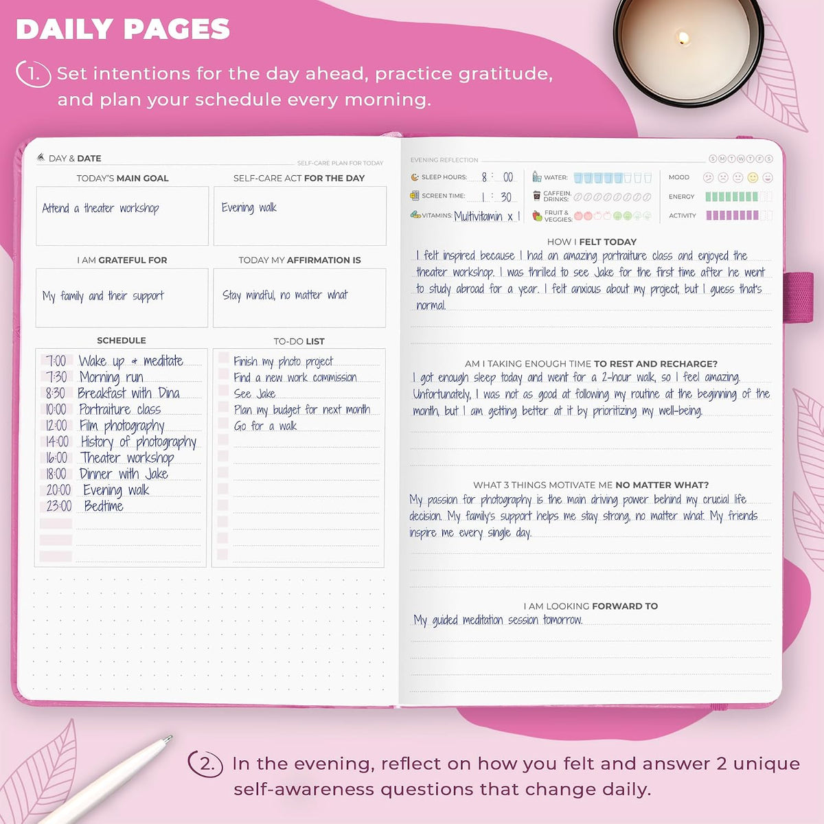 Clever Fox Self-Care Journal for Women, Daily Planner 5.8x8.3 Mystic blue
