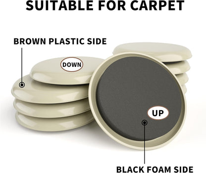 Furniture Sliders, 20pcs-3 1/2” Furniture Sliders for Carpet, Furniture Pads Hardwoods Floors, Heavy Duty Furniture Movers Sliders, Reusable Furniture Moving Pads, Floor Protectors for Carpet