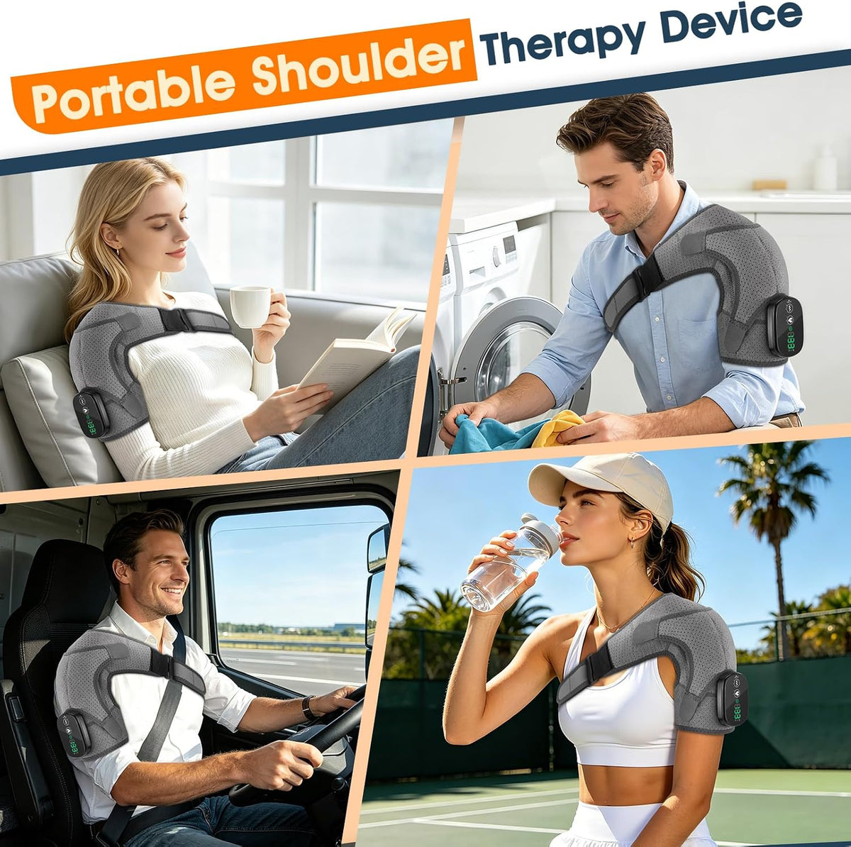Shoulder Heating Pad with Massage, Rotator Cuff Shoulder Brace for Frozen