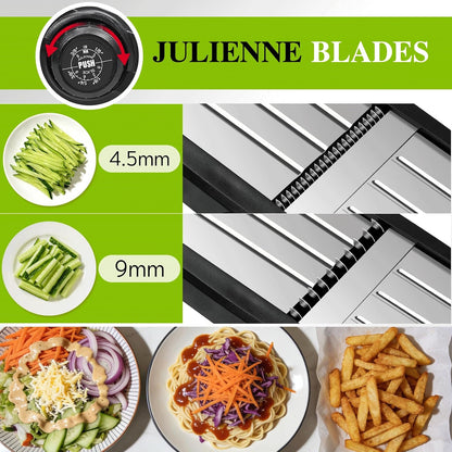 MASTERTOP Mandoline Slicer, 5 in 1 Mandoline Food Slicer, Dishwasher Safe | Stainless Steel Mandoline Slicer, Adjustable Vegetable Slicer for Fruit, Cheese, Send Cut Proof Gloves & Cleaning Brush