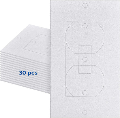 Wall Insulation Outlet Insulators Draft Sealers, 30 Pack Electrical Outlet Insulation Pads, EVA Foam Gasket for Wall, Light, Switch Socket Cover Compatible with Duplex Toggle Rocker (30Pack White)