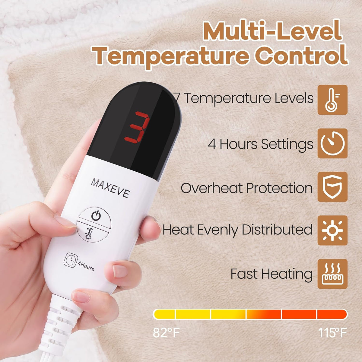 MAXEVE Heated Wearable Blanket with Foot Pocket & Sleeves Electric Snuggle