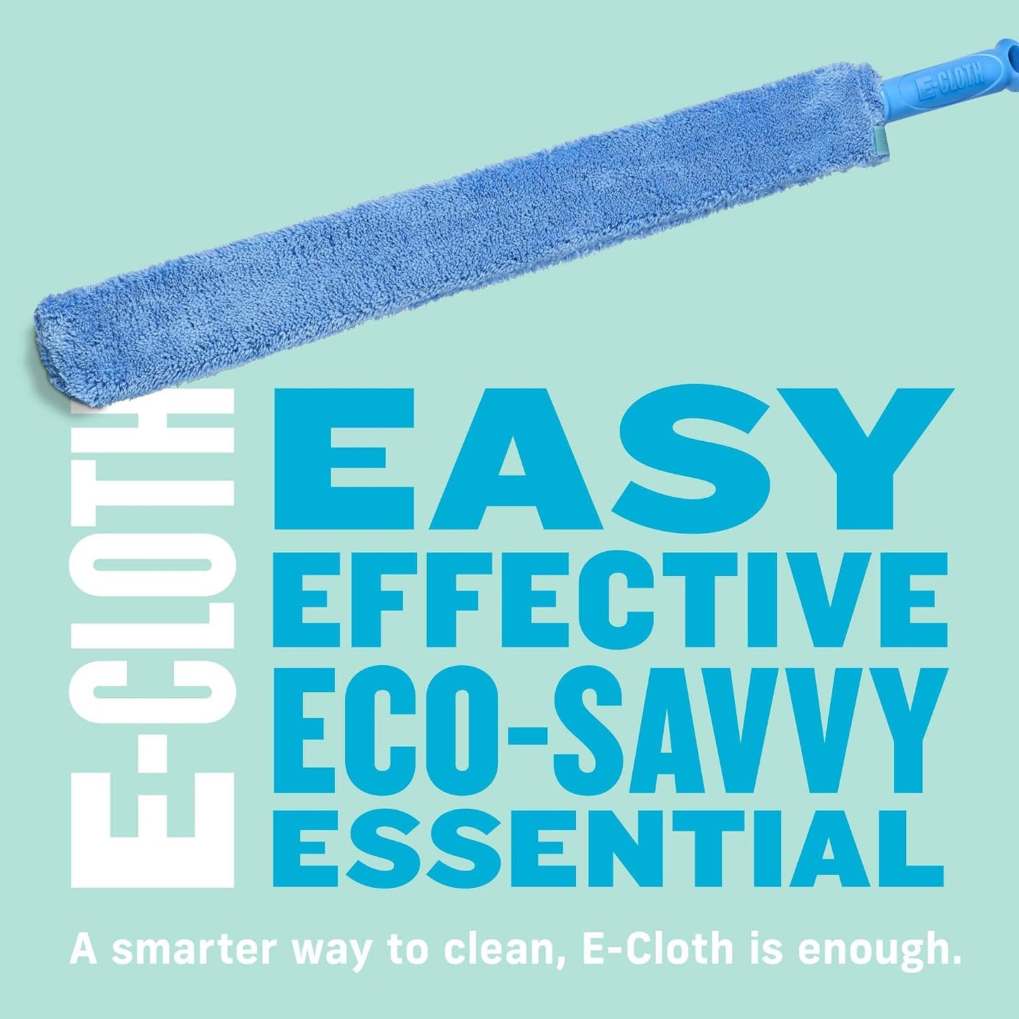 E-Cloth Cleaning & Dusting Wand, Reusable Duster - Blue, 1 Pack | Long Hand Dusters for Cleaning, Washable, Cleans Dust & Pet Hair, Flexible Foam for Hard-to-Reach Ceiling Fan Blades