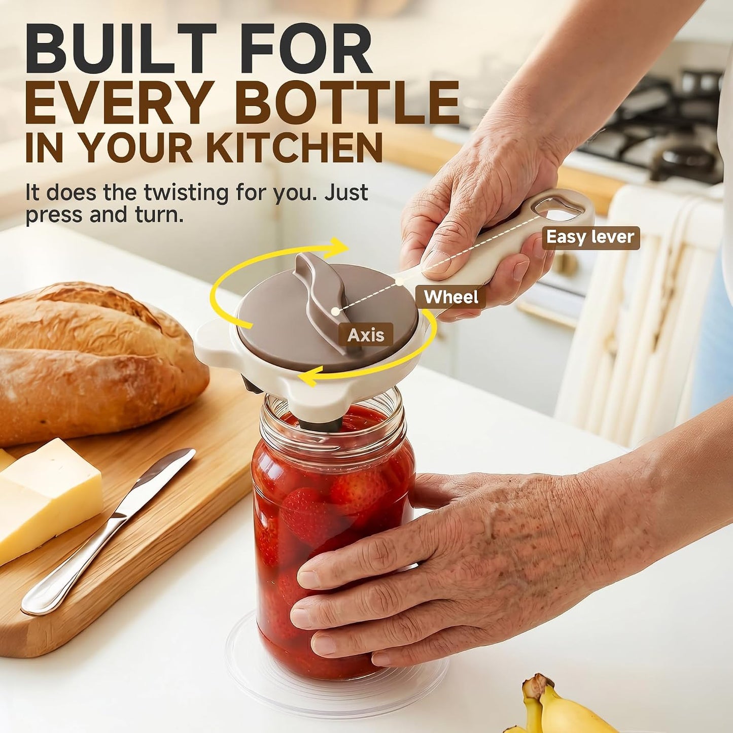 2026 Upgraded 4-in-1 Jar Opener - Adjustable Stainless Steel Lid Remover for Seniors & Arthritis Sufferers, Fits Kitchen Jars, Bottles & Cans Blue