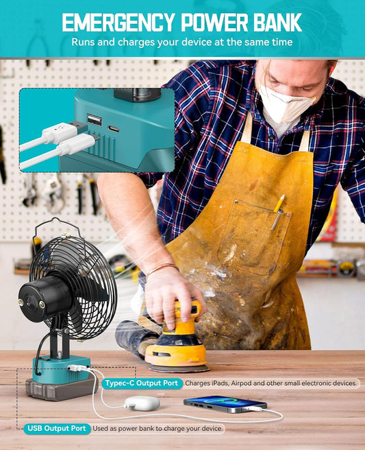 Ecarke 4" Clip Fan Compatible with Milwaukee 18V Battery (Tool Only) 3-Speed Cordless Clip-On Fan with 360° Rotation Low Noise Portable Desk Fan for Camping Jobsite Tent Fishing Outdoor