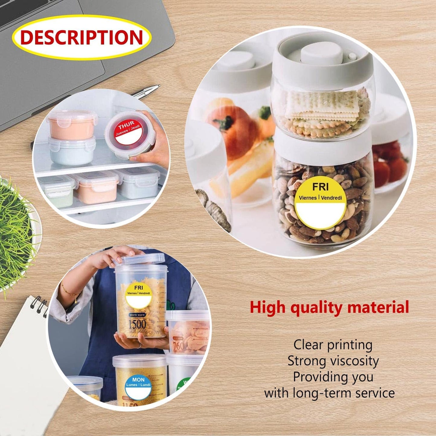 7 Days of The Week Labels 1 Inch Color Coding Food Rotation Labels - Self Adhesive Mon, Tue, Wed, Thurs, Fri, Sat Sun Day Label 700 Pcs