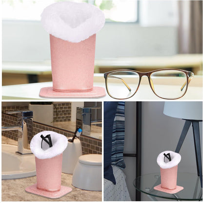 MoKo Eyeglasses Holder, Modern Velvet Plush Lined PU Leather Household Magnetic Holder Protective