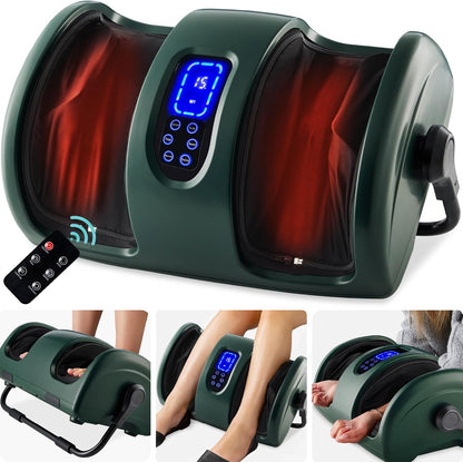 Best Choice Products Shiatsu Foot Massager with Heat for Plantar Fasciitis & Neuropathy, Kneading Foot & Calf Massager with Remote, 360° Adjustable Handle, Rolling & Compression Massage - Navy