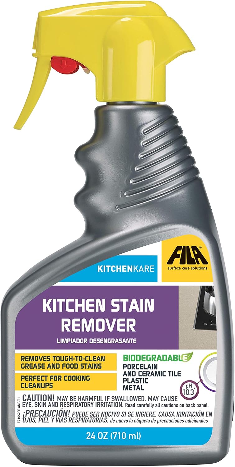 FILA Surface Care Solutions, KITCHENKARE, Heavy Duty Degreaser Cleaner for Kitchen, Grill, Oven, Fireplace; BBQ Cleaner Spray, Desengrasante de Cocina, Degreasing Detergent Bike Chain, 24OZ