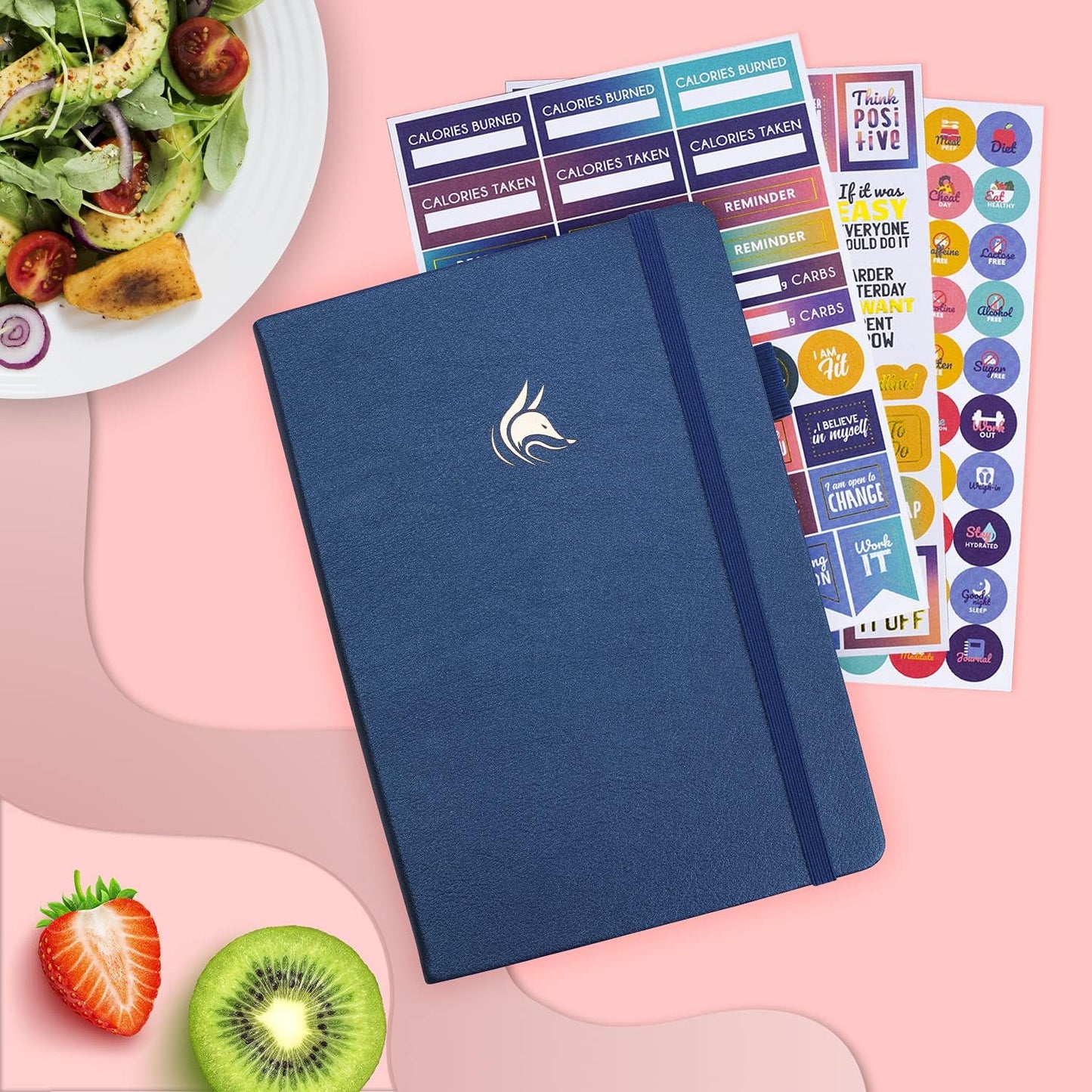 Clever Fox Wellness Planner & Food Journal for Weight Loss, A5 Orange | 5.8"x8.3" nutrition & exercise tracker for women tracking meals, diet & symptom diary, calorie counter notebook, stickers