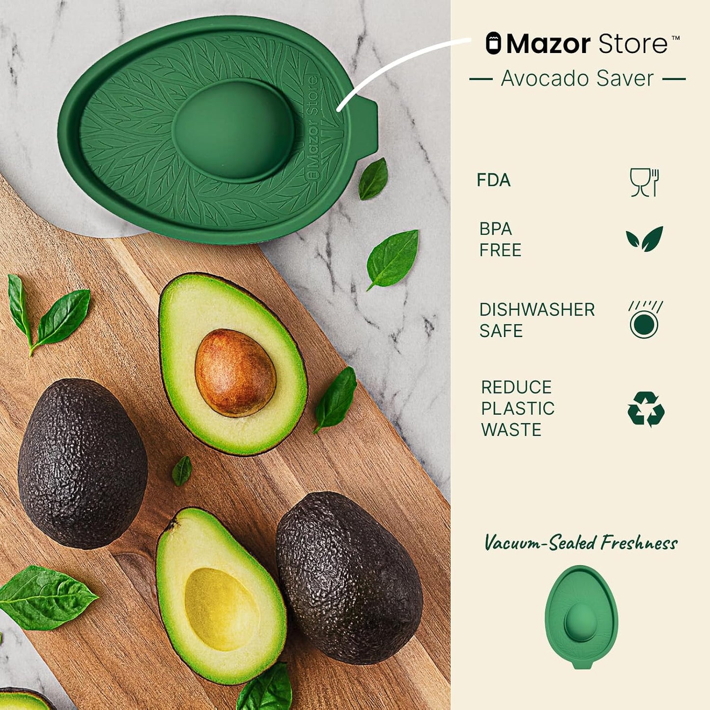 Avocado Saver | Avocado Keeper – Collapsible with Lid, Reusable, and Keeps Food Fresh - Multi-Use Fruit and Vegetables Saver, XL Half-Cut Container Storage for Fridge