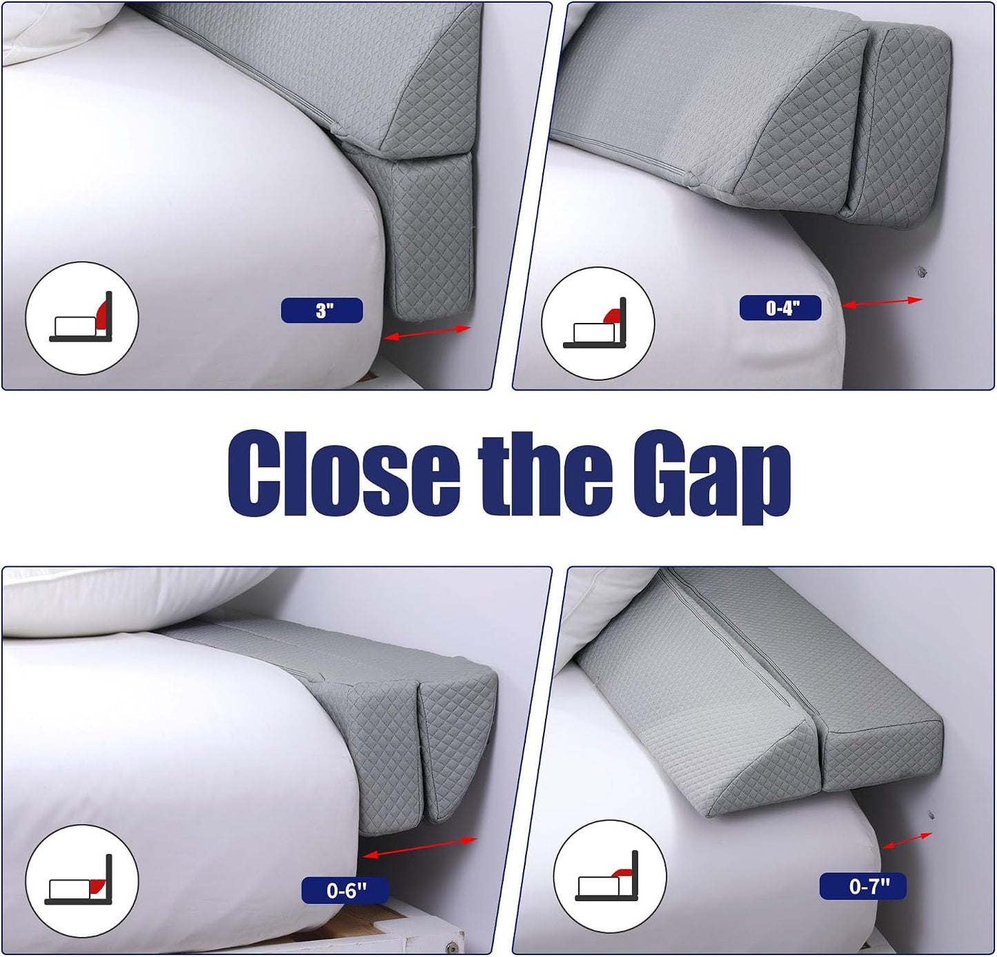 HOMBYS Wedge Pillow Headboard for Bed Gap,Foldable Bed Wedge Gap Filler Queen Size,Matterss Gap Filler,Multi Functional Bed Crack Pillow, Fill The Gap (0-7") Between Your Headboard and Mattress,White